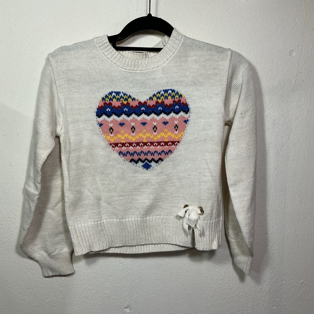 Epic Threads White Sweater with Colorful Heart Design